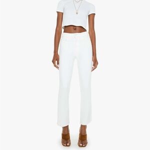 MOTHER The Hustler Patch Pocket Ankle Fray High Rise Denim Jeans 29 White